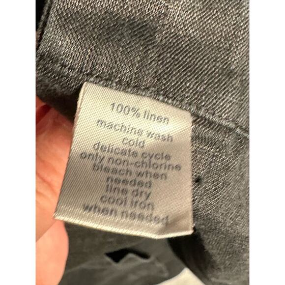 Paul Frederick | XL 100% Linen Button Up Shirt Black Roll Tab Sleeve sustainable - Picture 5 of 6